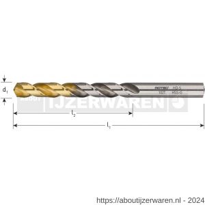 Rotec 102T HSS-G spiraalboor DIN 338 type HD-S TiN-top diameter 8,8x81x125 mm set 5 stuks - W50900488 - afbeelding 2