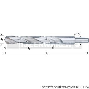 Rotec 105 HSS-G spiraalboor DIN 338 type N d2=13 diameter 20,0x140x205 mm - W50900703 - afbeelding 2