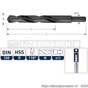 Rotec 120 HSS-R spiraalboor DIN 338 type N d2=13 diameter 16,5x125x185 mm - W50901529 - afbeelding 1