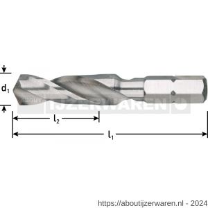 Rotec 140 HSS-G boorbit DIN 3126 1/4 inch-C6.3 diameter 3,3x40xM4 mm - W50902036 - afbeelding 2