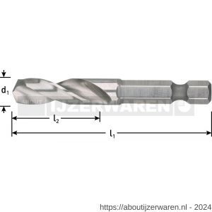 Rotec 141 HSS-G boorbit DIN 3126 1/4 inch E6.3 diameter 3,3x47xM4 mm - W50902057 - afbeelding 2