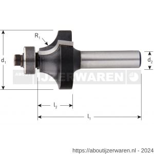 Rotec 270 HM afrondprofielfrees met geleidelager Silver-Line diameter d2=8 mm D=25,4 mm R=6,35 mm - W50904454 - afbeelding 2