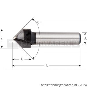 Rotec 270 HM V-groeffrees 90 graden Silver-Line diameter 12,7 mm d2=8 mm - W50912670 - afbeelding 2