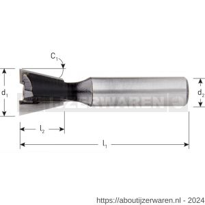 Rotec 270 HM zwaluwstaartfrees Silver-Line diameter 12,7 mm 15 graden d2=8 mm - W50912671 - afbeelding 2