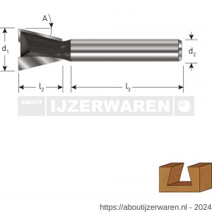 Rotec 271 HM zwaluwstaartfrees Gold-Line diameter 19 mm 7 graden d2=12 mm - W50904799 - afbeelding 2