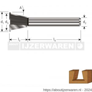 Rotec 271 HM zwaluwstaartfrees voorritser Gold-Line diameter 14,3 mm 14 graden d2=8 - W50904587 - afbeelding 2