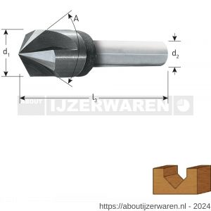 Rotec 271 VHM V-groeffrees 60 graden Gold-Line diameter 14 d2=8 mm - W50904589 - afbeelding 2