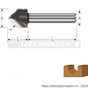 Rotec 271 HM V-groeffrees 90 graden Gold-Line diameter 15,9 mm d2=8 mm - W50904593 - afbeelding 2