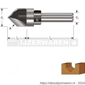 Rotec 271 HM V-groeffrees 90 graden lager Gold-Line diameter 12 mm d2=8 mm - W50904597 - afbeelding 2