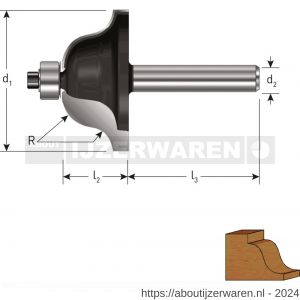 Rotec 271 HM lijstfrees Gold-Line diameter 43 mm R=8 d2=12 mm - W50904840 - afbeelding 2