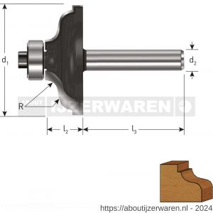 Rotec 271 HM kroonlijstfrees Gold-Line diameter 41,3 mm R=6,35 d2=12 mm - W50904844 - afbeelding 2