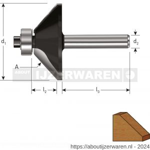 Rotec 271 HM fasefrees Gold-Line diameter 44,5 mm 45 graden d=12 mm - W50904850 - afbeelding 2