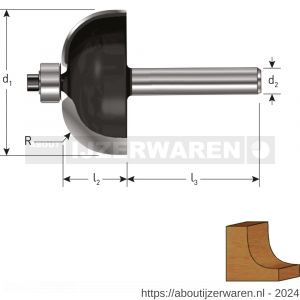 Rotec 271 HM holprofielfrees met lager Gold-Line diameter 19,5 mm R=5 d2=8 mm - W50904647 - afbeelding 2