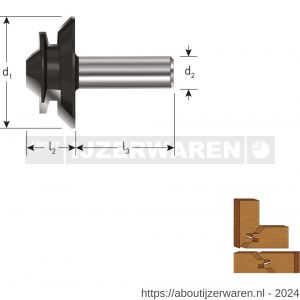 Rotec 271 HM hoekverlijmfrees Gold-Line diameter 69,85 mm Z=2 d2=12 mm - W50904891 - afbeelding 2