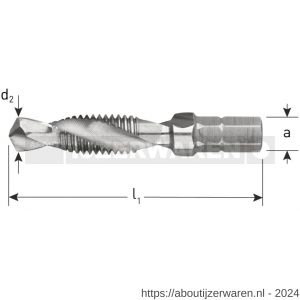 Rotec 355 HSS combi-boor tap-bit 1/4 inch 3126 C6.3-bit-aansluiting M3 - W50905220 - afbeelding 2