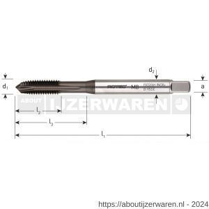 Rotec 331H371 HSS-E machinetap Inox+ doorlopend DIN 371 type B M3x0,5 mm - W50905365 - afbeelding 2