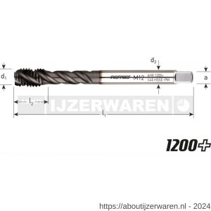 Rotec 336C376 HSS-E PM machinetap 1200+ blind DIN 376 M16 - W50905535 - afbeelding 2