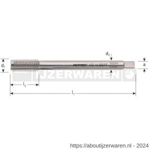 Rotec 342 HSS-E machinetap 800 doorlopend DIN 5156 BSPT 3/4 inch TPI 14 - W50905631 - afbeelding 2