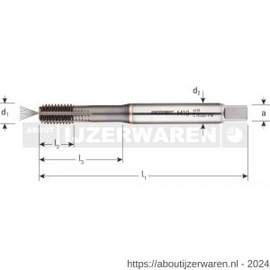 Rotec 353 HSS-E roltap metrisch DIN 371 met koekanalen M6x1,0 mm TiCN gecoat - W50905695 - afbeelding 2