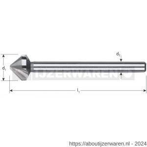 Rotec 400.1 HSS-G verzinkfrees 90 graden 3 snijkanten extra lang DIN 335C 15,0x110 mm - W50906259 - afbeelding 2