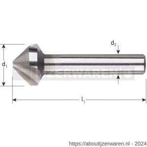 Rotec 405HM VHM verzinkfrees 90 graden 3 snijkanten DIN 335C diameter 25 mm M12 - W50906317 - afbeelding 2