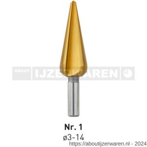 Rotec 420T HSS conische plaatboor Splitpoint nummer 1 3,0-14,0 mm TIN gecoat - W50906409 - afbeelding 1