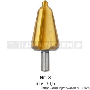 Rotec 420T HSS conische plaatboor Splitpoint nummer 3 16,0-30,5 mm TIN gecoat - W50906411 - afbeelding 1