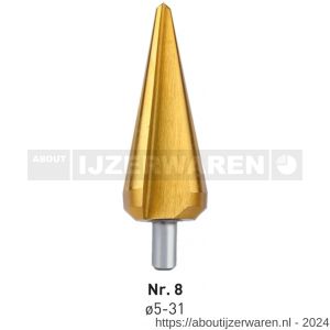 Rotec 420T HSS conische plaatboor Splitpoint nummer 8 5,0-31,0 mm TIN gecoat - W50906412 - afbeelding 1