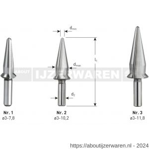 Rotec 422 HSS conische plaatboor met aanslag nummer 1 3,0-7,8 mm - W50906413 - afbeelding 2