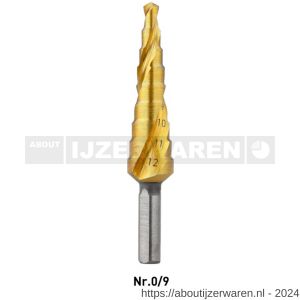 Rotec 425T HSS trappenboor TiN-gecoat nummer 0/9 diameter 4-12 mm - W50906433 - afbeelding 1