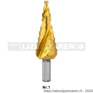 Rotec 425T HSS trappenboor TiN-gecoat nummer 1 diameter 4-20 mm - W50906434 - afbeelding 1