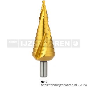 Rotec 425T HSS trappenboor TiN-gecoat nummer 2 diameter 4-30 mm - W50906435 - afbeelding 1