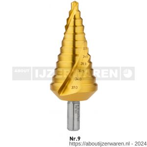 Rotec 425T HSS trappenboor TiN-gecoat nummer 9 diameter 6-37 mm - W50906436 - afbeelding 1