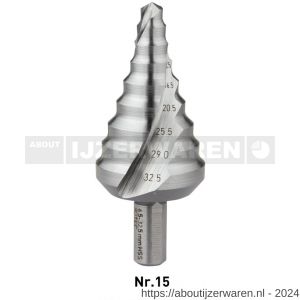 Rotec 426 HSS trappenboor MF doorgangsmaat nummer 15 diameter 6,5-32,5 mm - W50906440 - afbeelding 1