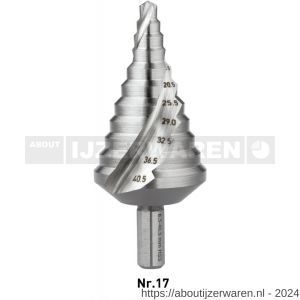 Rotec 426 HSS trappenboor MF doorgangsmaat nummer 17 diameter 6,5-40,5 mm - W50906441 - afbeelding 1