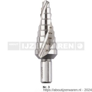 Rotec 426 HSS trappenboor stoomontlaten nummer 3 diameter 1/4-3/4 inch - W50906444 - afbeelding 2