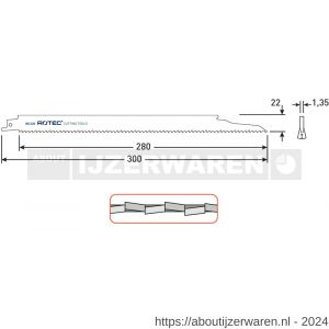 Rotec 525 reciprozaagblad RC320 set 5 stuks - W50907122 - afbeelding 2