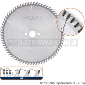 Rotec 554 HM platenopdeelzaagblad diameter 300x4,4x30 mm Z=72 TFF - W50908877 - afbeelding 1