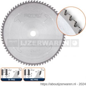 Rotec 556 HM dry-cutter zaagblad RVS Long-Life diameter 254x2,2x25,4 mm Z=60 TF Pro - W50909069 - afbeelding 1