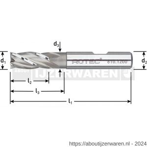 Rotec 610 HSS-E vingerfrees DIN 844 kort ongecoat diameter 10x22x72 mm d2=10 mm Z=4 - W50909408 - afbeelding 2