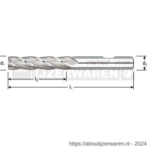 Rotec 612 HSS-E vingerfrees DIN 844 lang ongecoat diameter 20x75x141 mm d2=20 mm Z=4 - W50909455 - afbeelding 2