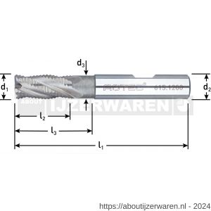 Rotec 615 HSS-E ruwfrees type HR ongecoat DIN 844 kort diameter 25x45x121 mm d2=25 mm Z=5 HR - W50909488 - afbeelding 2