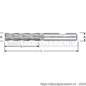 Rotec 617 HSS-E ruwfrees type HR DIN 844 lang ongecoat diameter 12x53x110 mm d2=12 mm Z=4 HR DIN 844 lang DIN 844-B lang - W50909504 - afbeelding 2