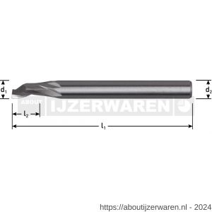 Rotec 618 HSS-E eentandsfrees ongecoat diameter 6x14x60 mm d2=8 mm Z=1 - W50909515 - afbeelding 2