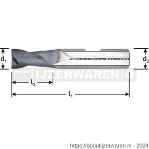 Rotec 632 VHM spiebaanfrees TiAlN-gecoat Silver-Line diameter 10x22x70 mm d2=10 mm Z=2 kort - W50909528 - afbeelding 2