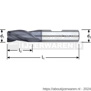 Rotec 633 VHM universeelfrees TiAlN-gecoat Silver-Line diameter 12x22x70 mm d2=12 mm Z=3 kort - W50909540 - afbeelding 2