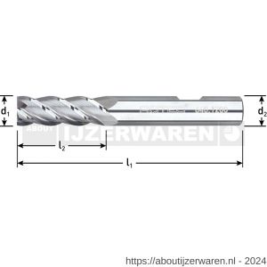 Rotec 640 VHM vingerfrees voor NF-metalen Silver-Line diameter 12x30x90 mm d2=12 mm Z=4 - W50909569 - afbeelding 2