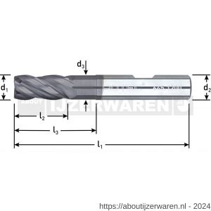 Rotec 645 VHM vario-frees TiAlN-gecoat Silver-Line kort diameter 18x32x92 mm d2=18 mm Z=4 - W50909581 - afbeelding 2