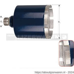 Rotec 770 diamantdozenboor blauw nat diameter 82x70 mm 1/2 inch aansluiting 8 segmenten 24x2,5x9 mm - W50910044 - afbeelding 2