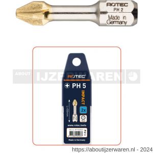 Rotec 817 Impact schroefbit Diamond C6.3 Phillips PH 2x30 mm set 2 stuks - W50911375 - afbeelding 1